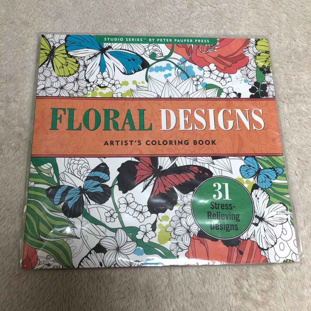 Floral designs stress relieving coloring book NEW